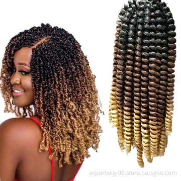 free sample spring twist hair synthetic ombre braiding crochet hair extensions spring twist braiding curl hair 8inch 12inch